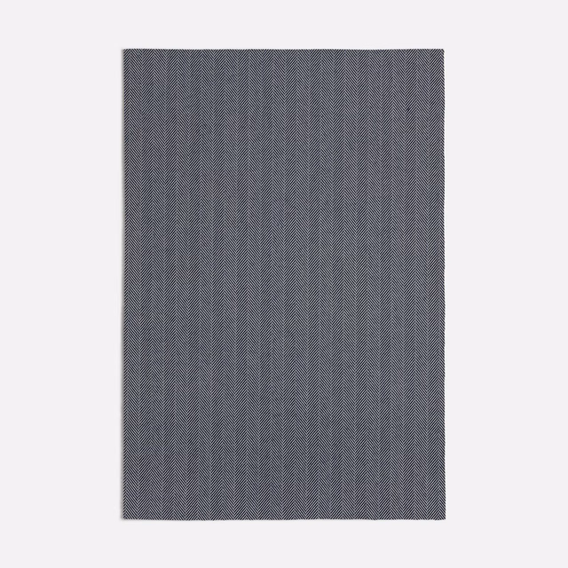 Deep blue-grey woven swatch with fine, closely spaced vertical lines