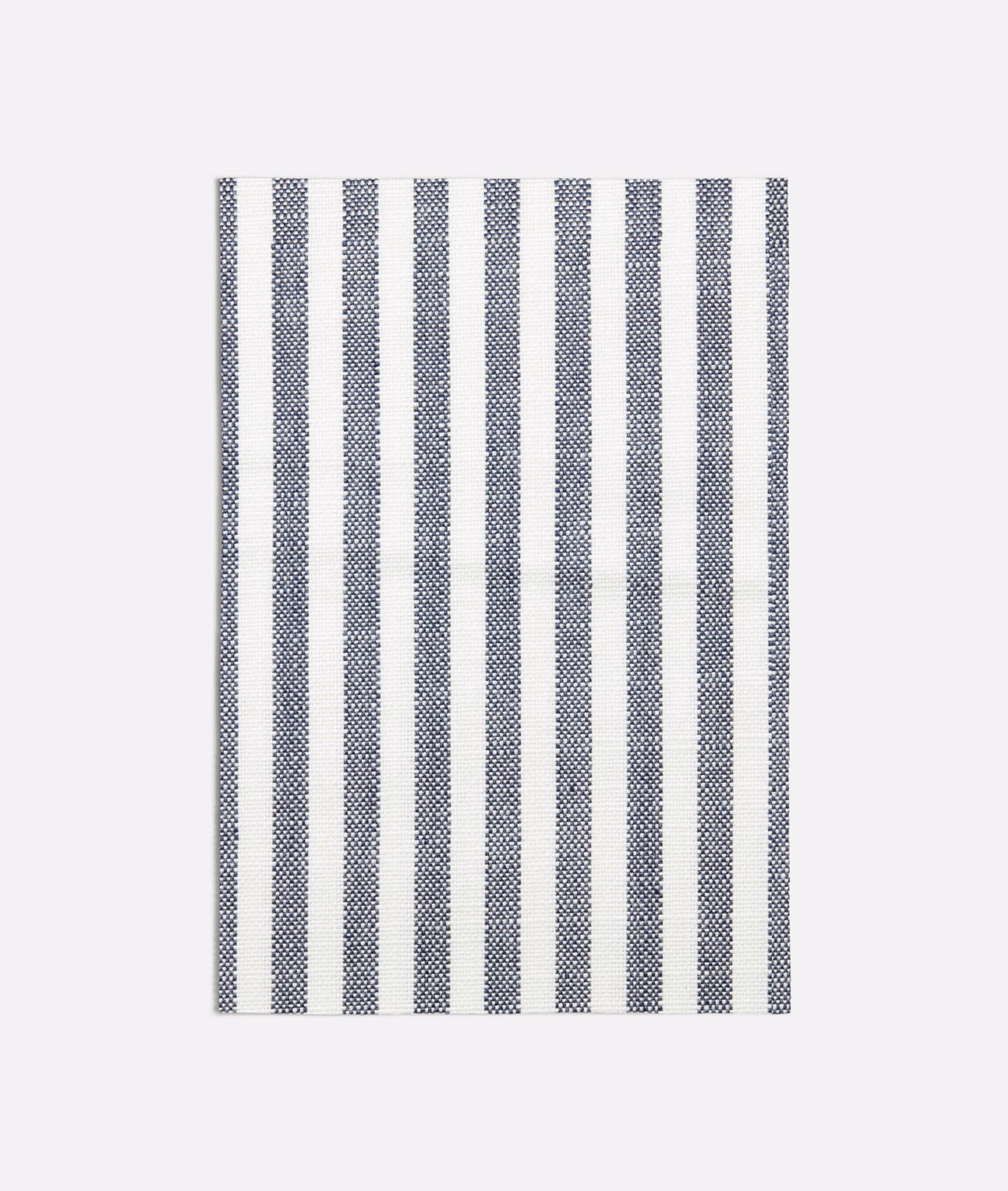 Cool blue and ivory vertical stripe fabric with a fine woven texture
