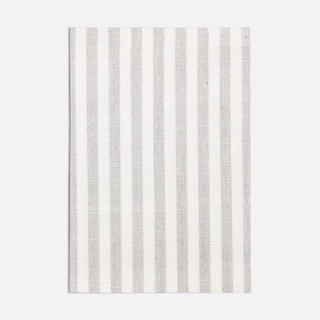 Pale cool-grey and off-white vertical stripes with a fine woven texture
