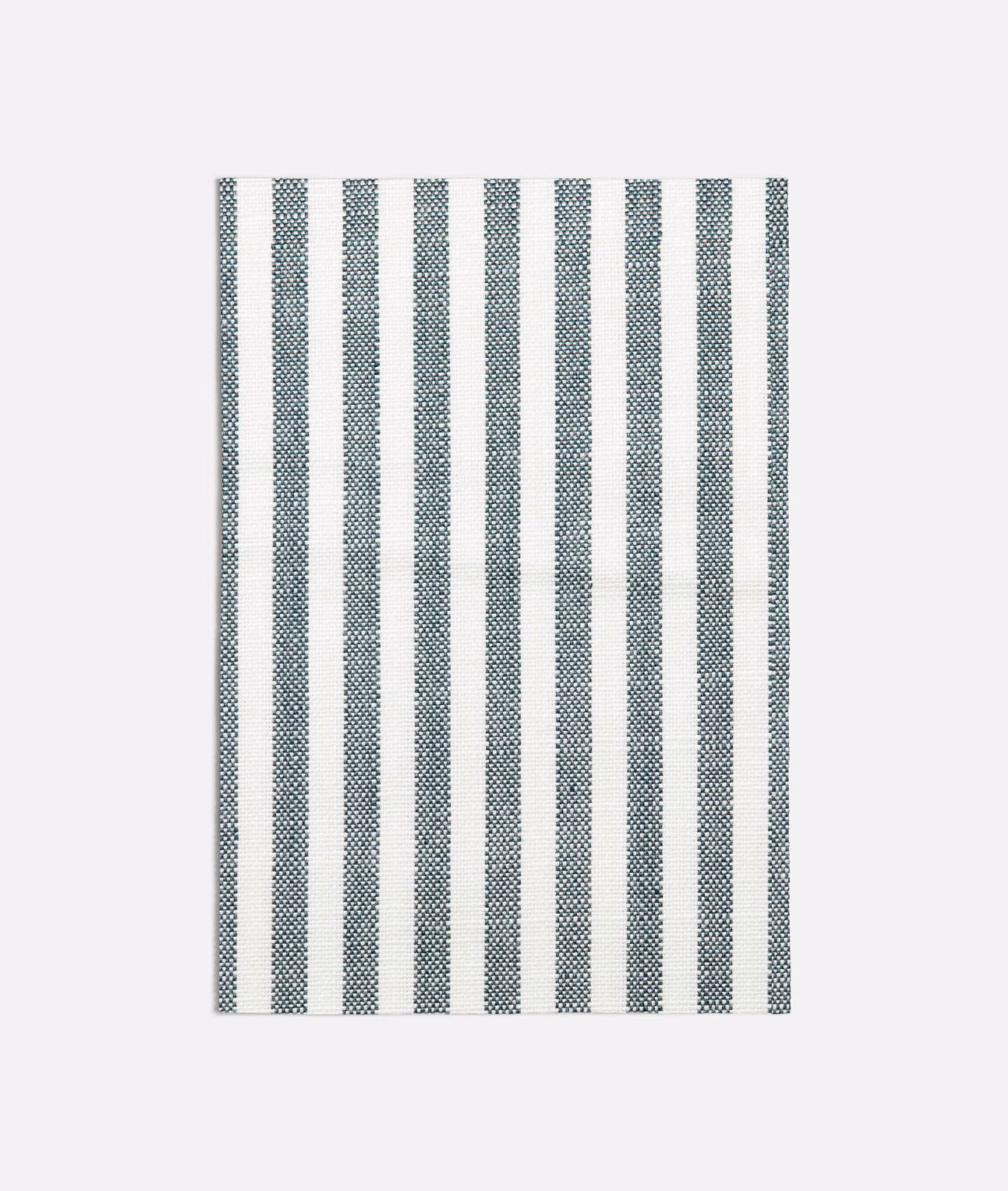 Cool seafoam and white vertically striped woven fabric with fine textured detail