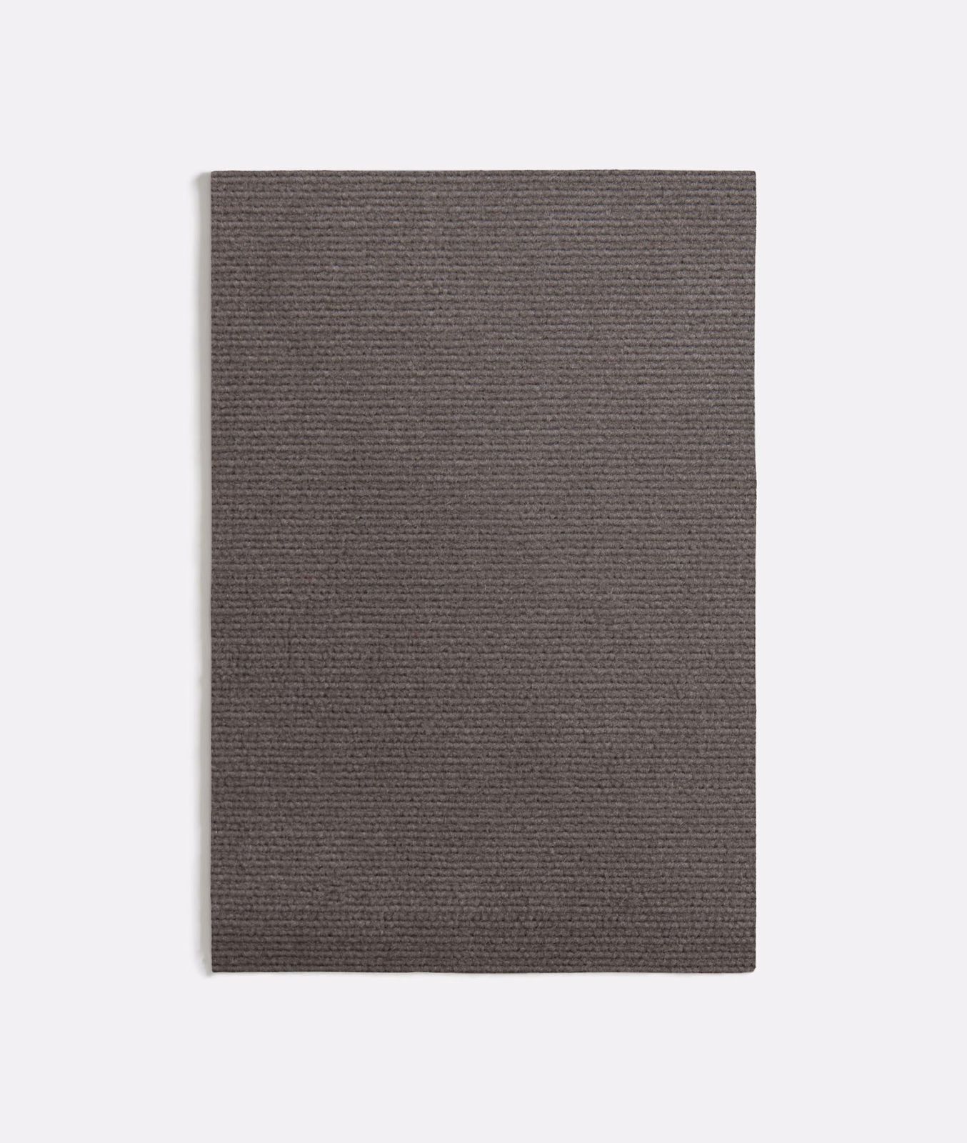 Smoky taupe-grey upholstery swatch with fine horizontal ribbing and dense matte weave
