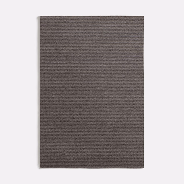 Smoky taupe-grey upholstery swatch with fine horizontal ribbing and dense matte weave