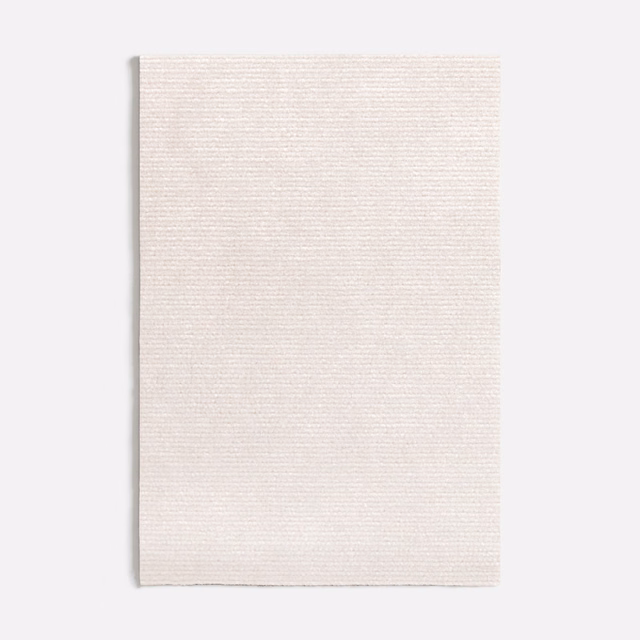 Soft ivory off-white textile swatch with fine horizontal ribbed texture