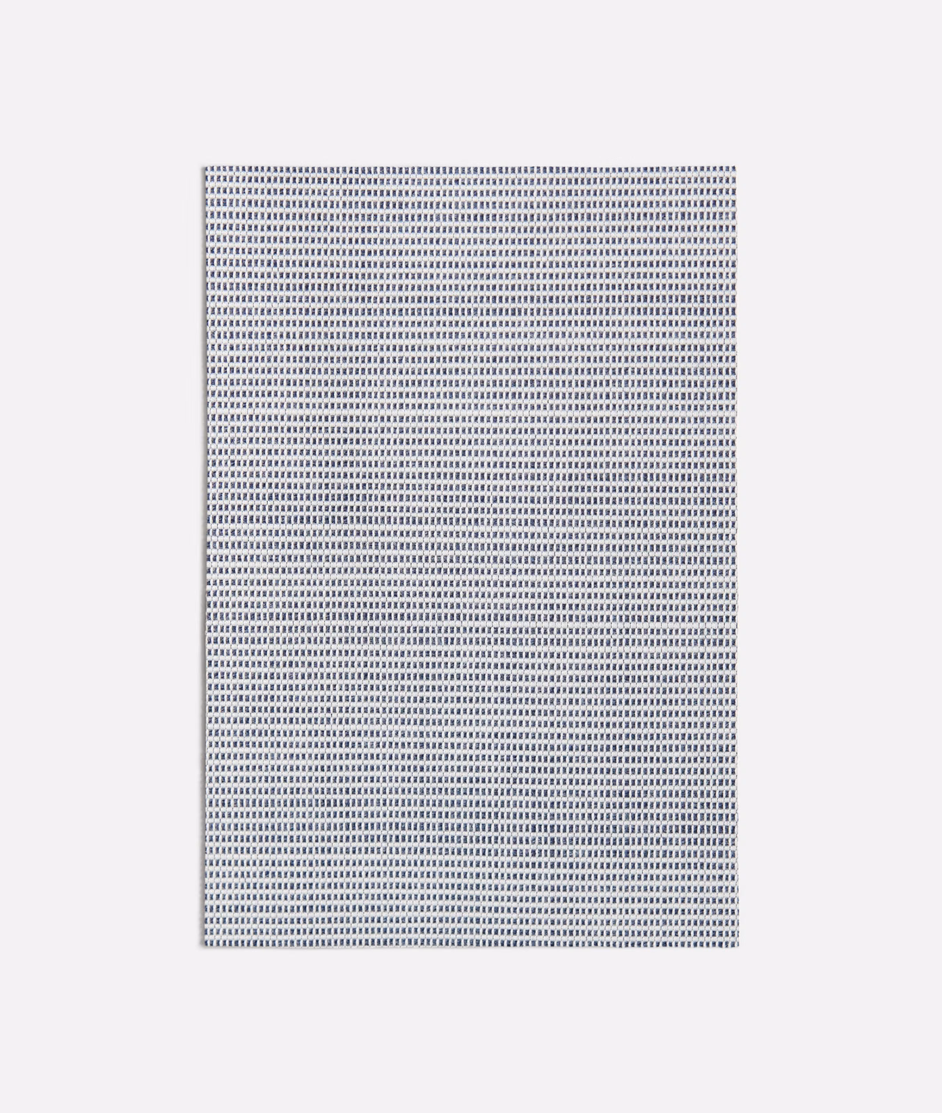 Muted blue-grey woven swatch with a fine, rhythmic rectangular texture