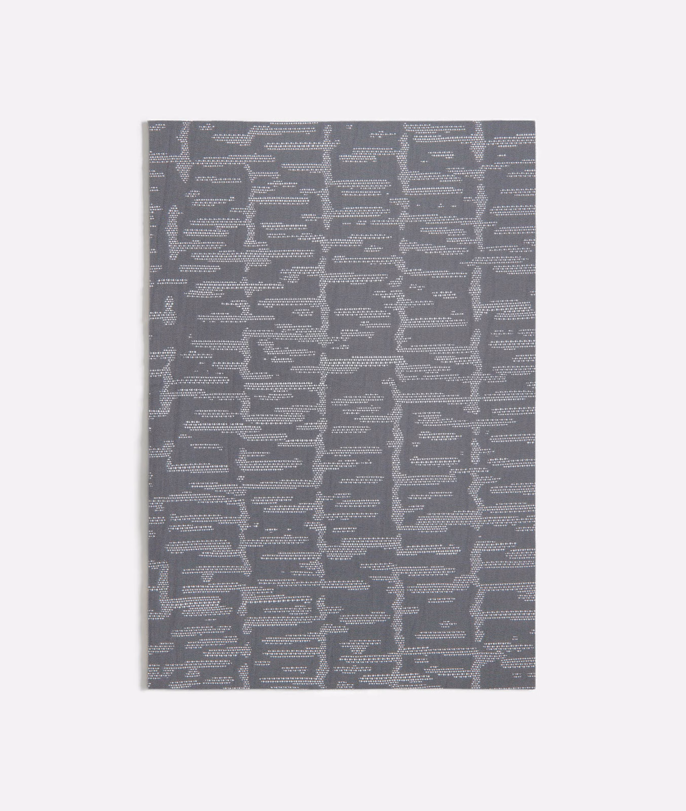 Dark grey woven swatch with a pale broken geometric line motif