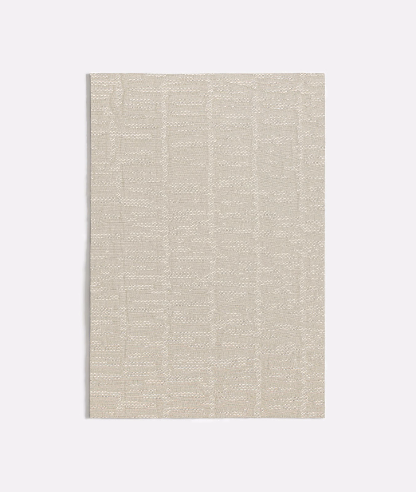 Pale greige-grey textile with subtle stepped marks and vertical woven bands
