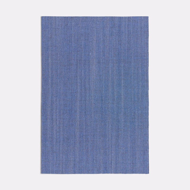 Cool blue woven swatch with fine vertical striations and subtle violet depth