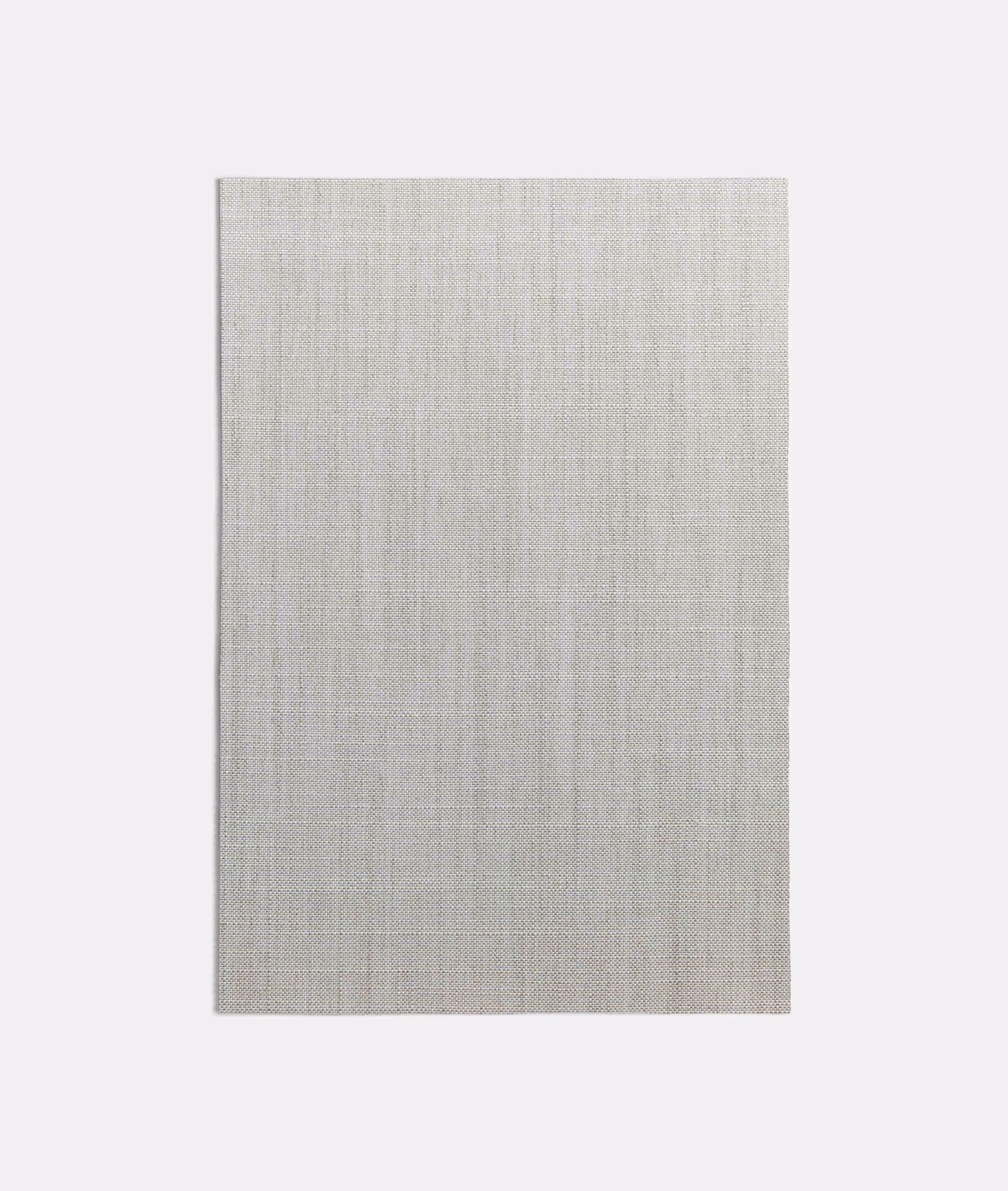Pale cool-grey woven swatch with fine crosshatch texture and faint vertical striations