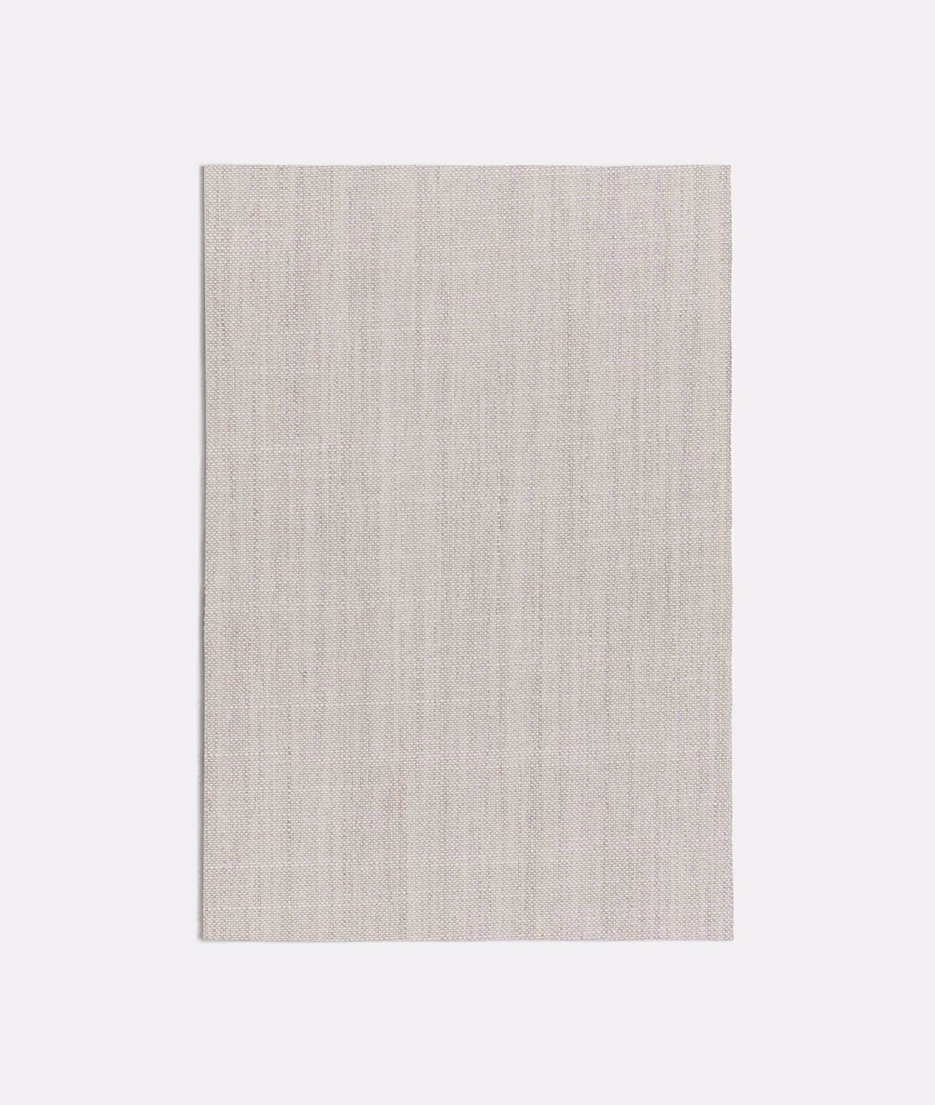 Pale greige woven swatch with fine vertical tonal striations and soft texture