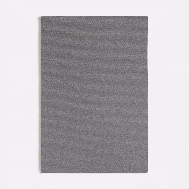 Cool graphite grey swatch with fine horizontal weave and subtle tonal texture