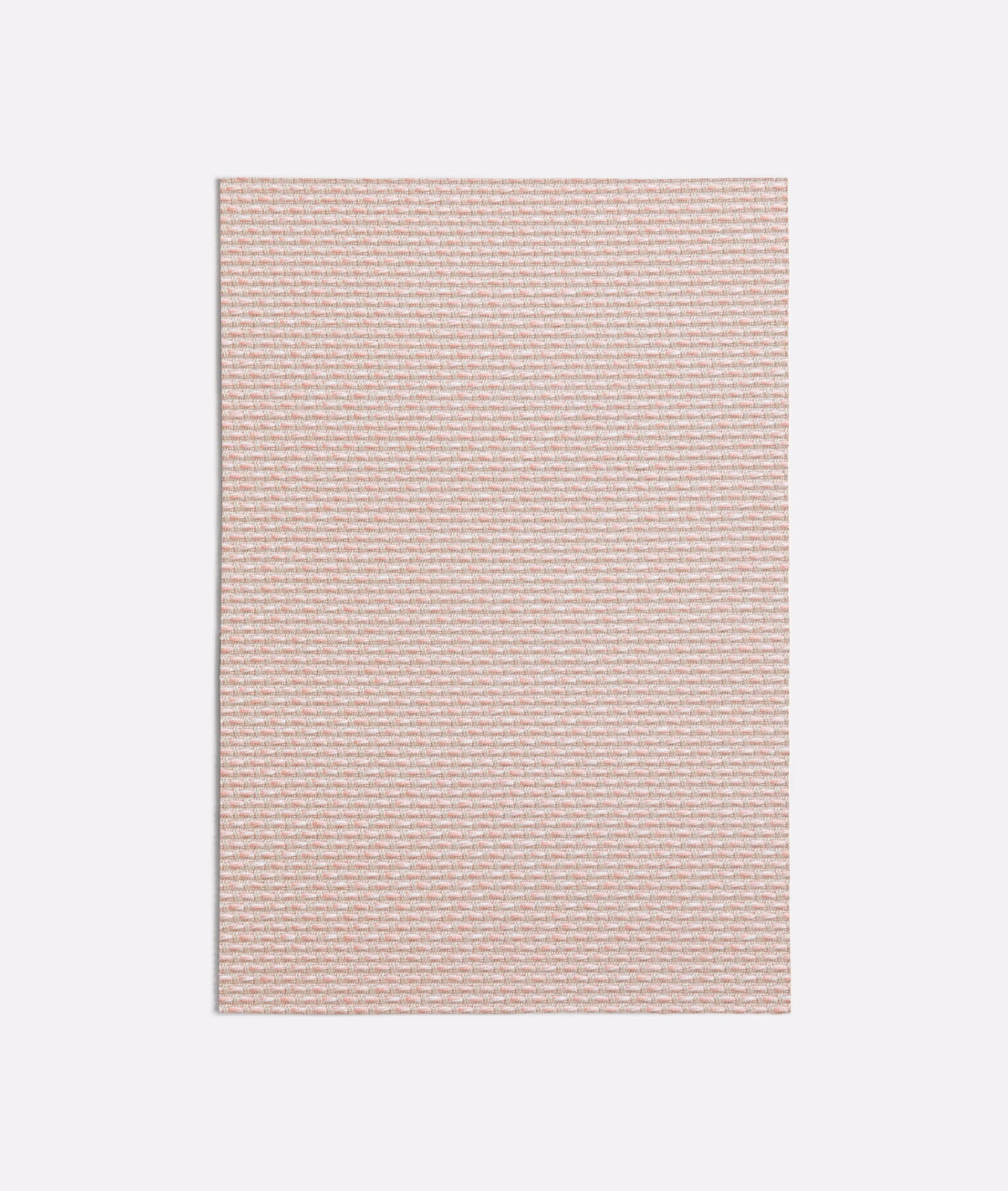 Pale blush pink woven swatch with fine horizontal ridges and softly mottled threads