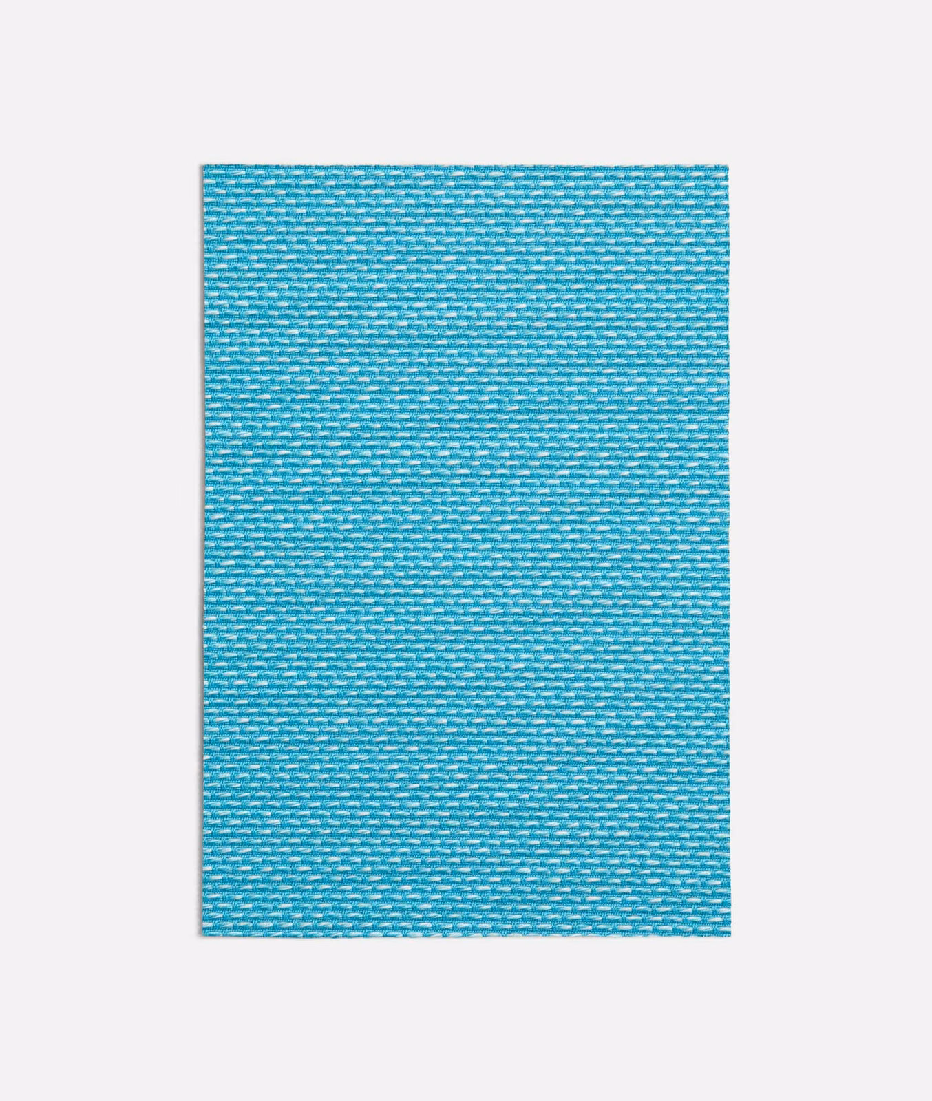 Bright turquoise woven textile with fine rippled horizontal texture and subtle tonal variation