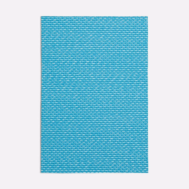 Bright turquoise woven textile with fine rippled horizontal texture and subtle tonal variation