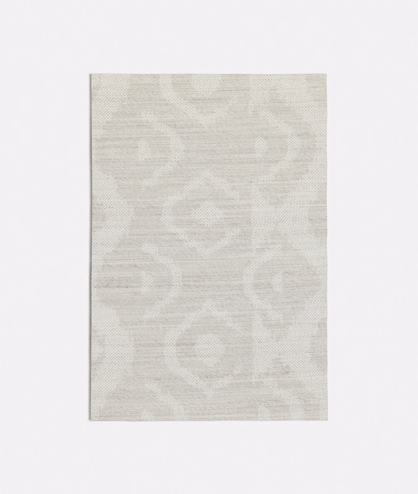 Pale grey woven swatch with oversized softly contrasting circular and scrolling motifs