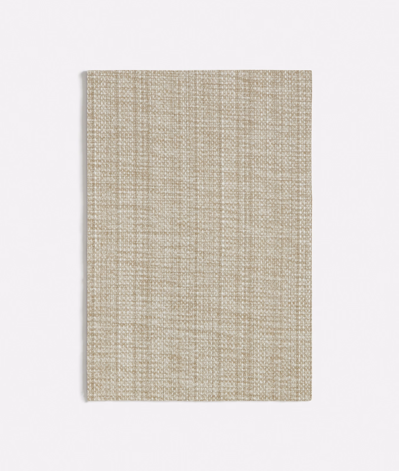 Pale beige chenille swatch with fine crosshatch weave and subtle vertical tonal bands
