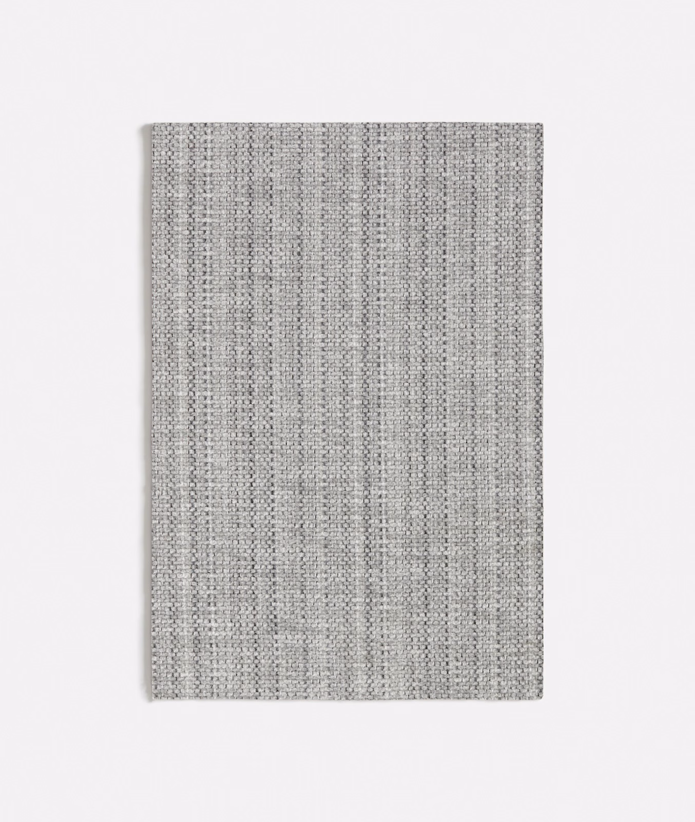 Cool grey chenille swatch with fine vertical ribbing and heathered texture