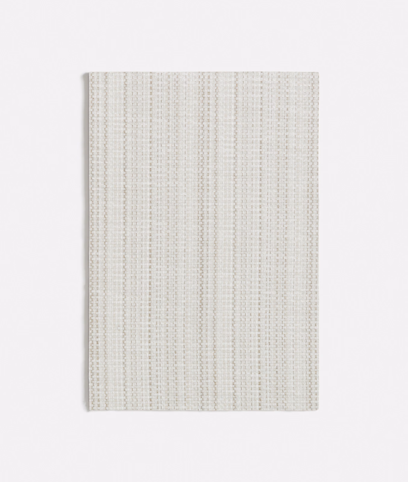 Pale ivory chenille-textured swatch with fine vertical woven lines