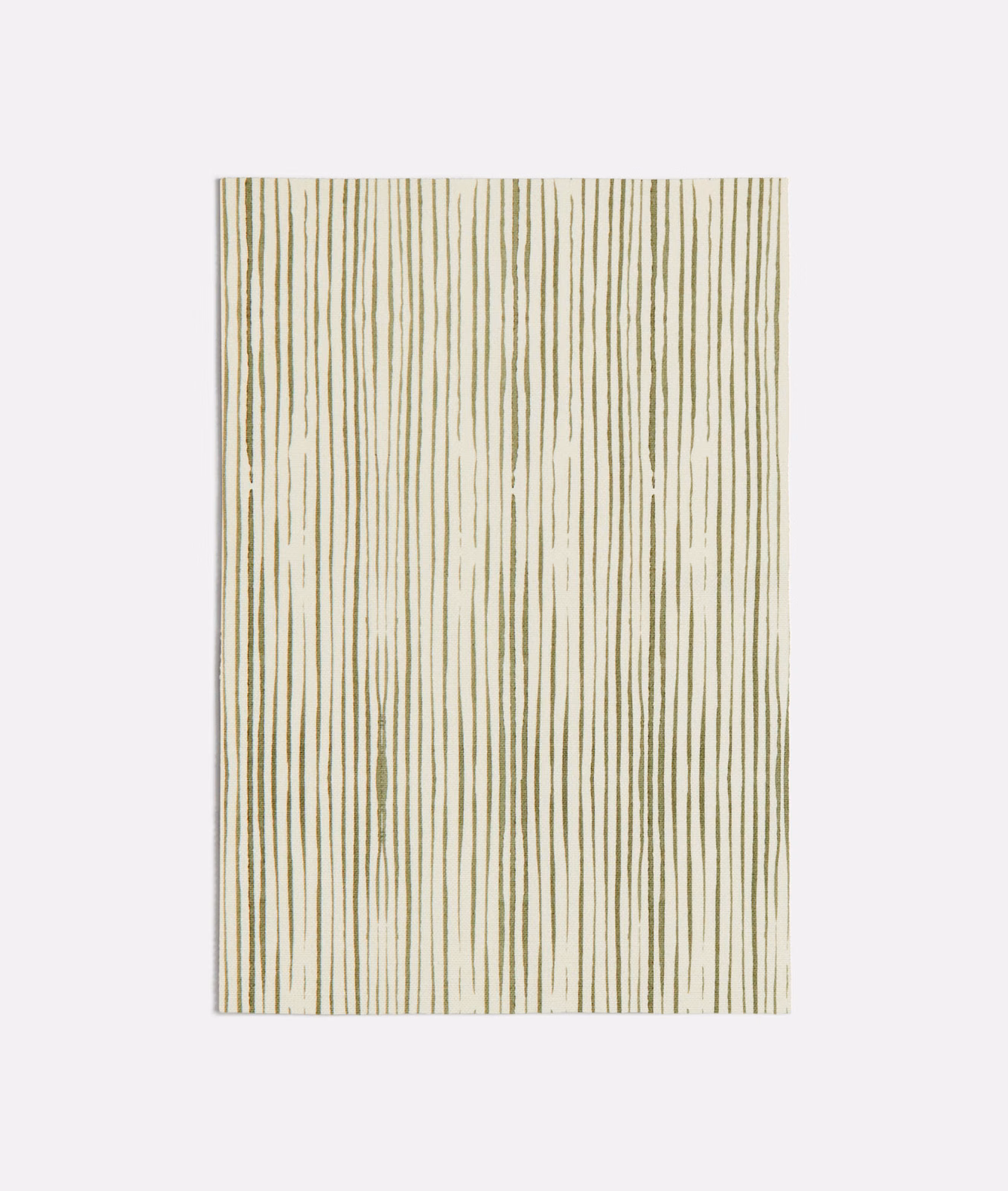 Pale cream textile with fine irregular olive-green vertical lines and subtle surface texture