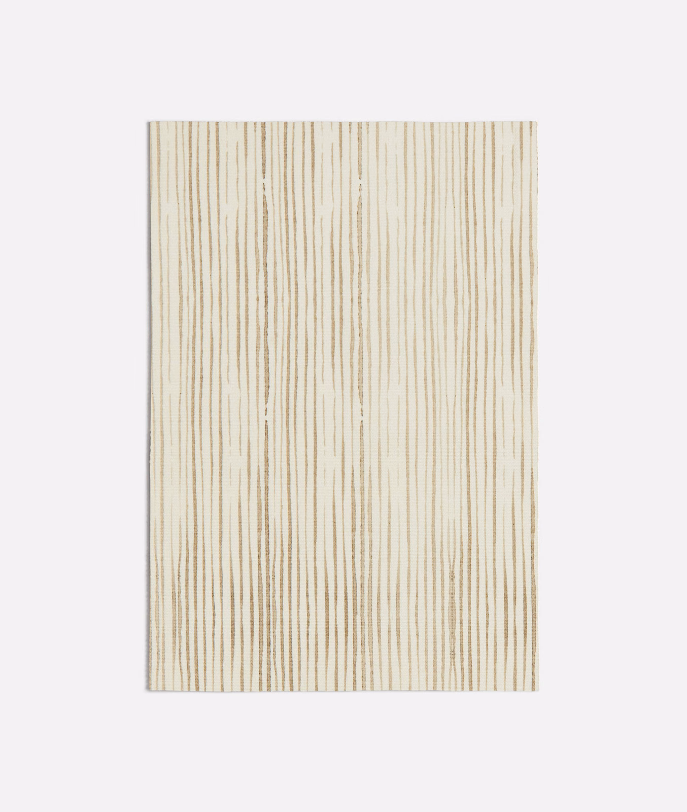 Warm ivory textile with fine uneven flax-beige vertical stripes and subtle woven texture