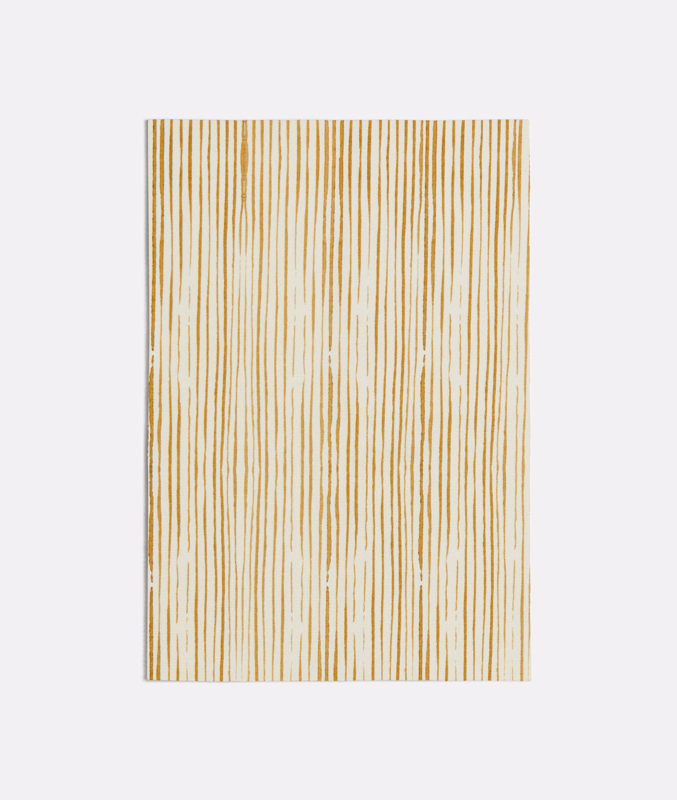 Warm ochre thread-like vertical lines over a softly creamy ground