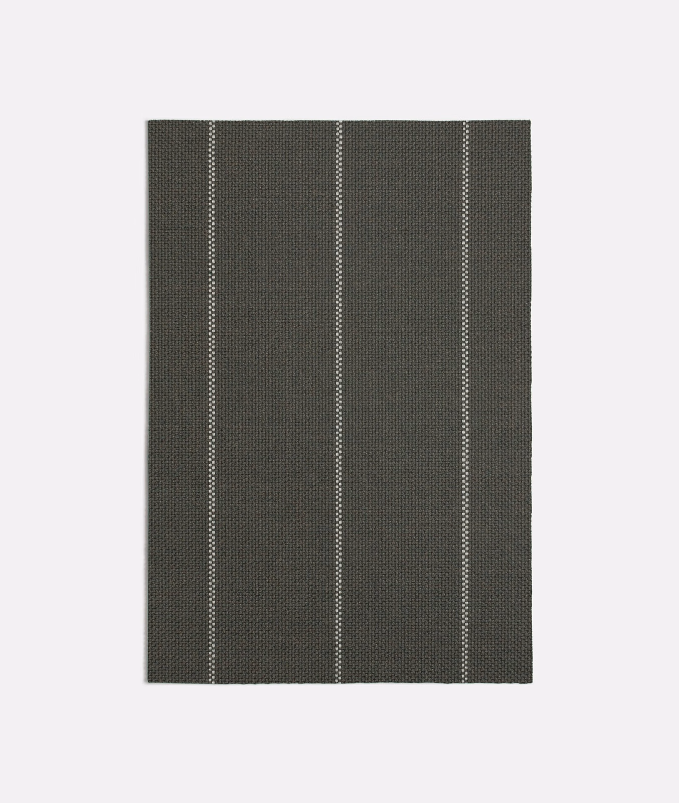 Dark sage woven fabric with pale dotted vertical stripes and fine texture
