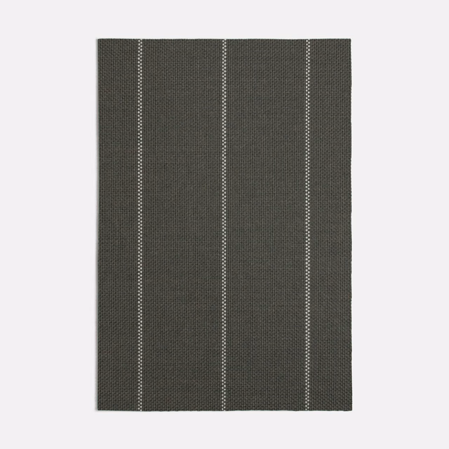 Dark sage woven fabric with pale dotted vertical stripes and fine texture