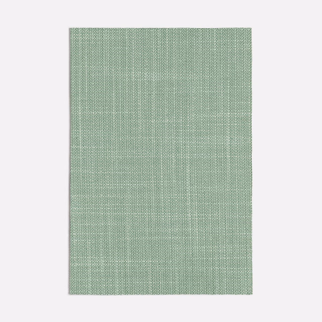 Muted sage green fabric with fine basket weave and subtle vertical tonal striations