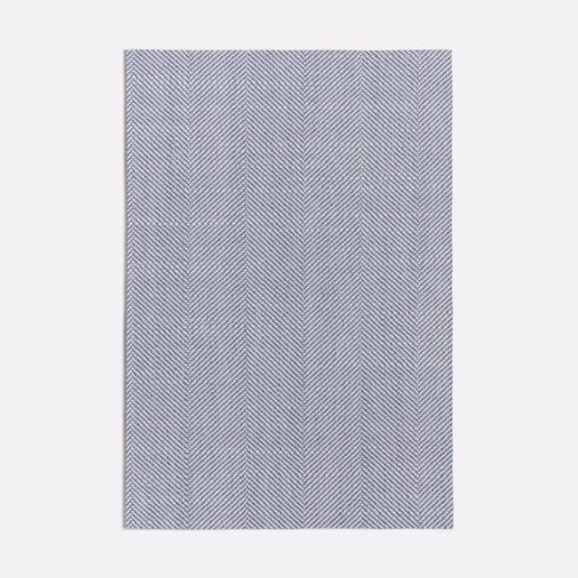 Pale blue-grey Dedar fabric with fine vertical herringbone chevron weave