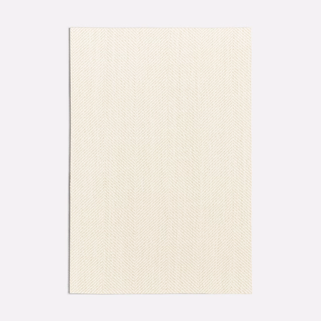 Pale off-white fabric with fine tan vertical herringbone weave