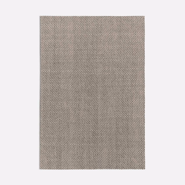 Warm taupe textile with narrow vertical herringbone stripes and a softly textured weave