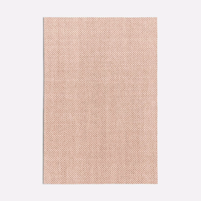 Pale blush-terracotta textile with fine vertical herringbone chevron lines