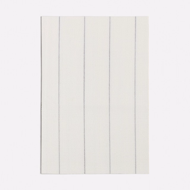 Pale cool grey woven swatch with fine dotted vertical stripes