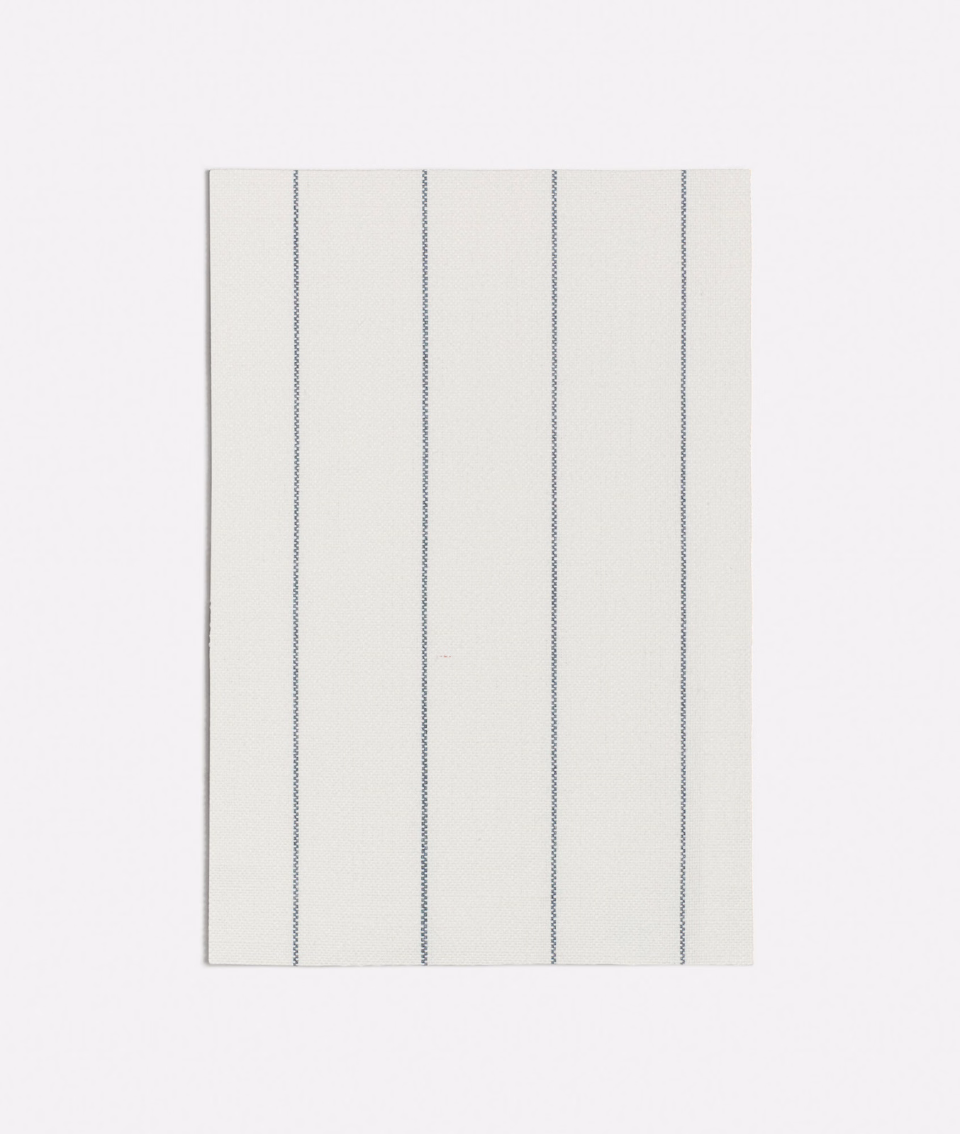 Near-white seafoam textile with evenly spaced narrow grey-blue vertical stripes