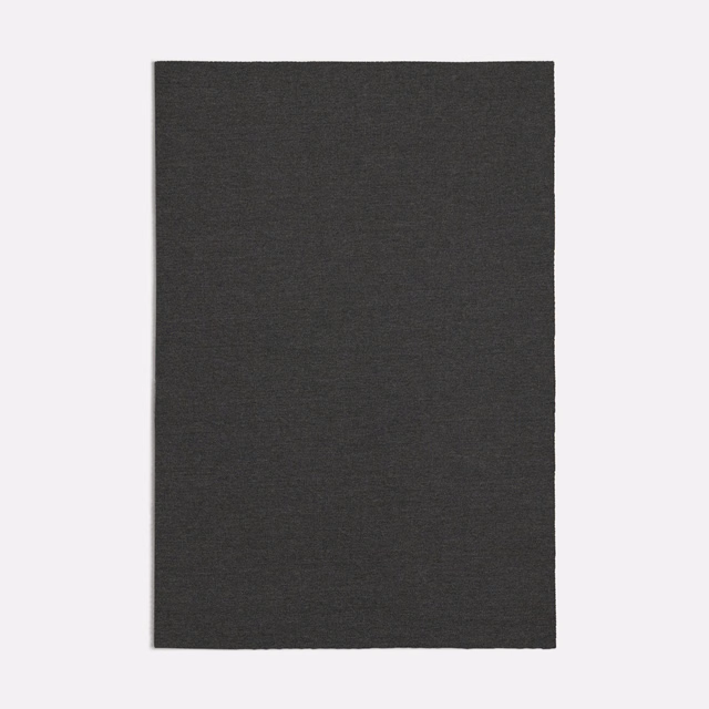 Dark charcoal-grey plain weave with fine horizontal texture and a soft matte finish