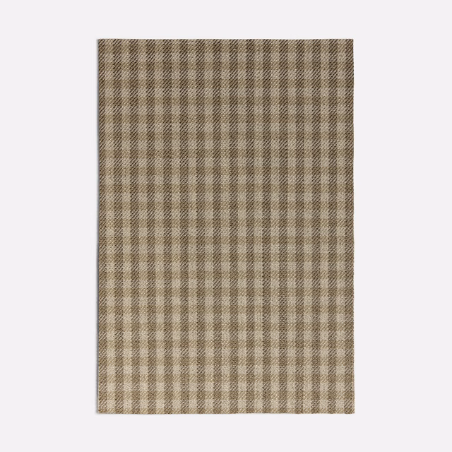 Warm taupe and ivory small checked weave with subtle brown tonal depth