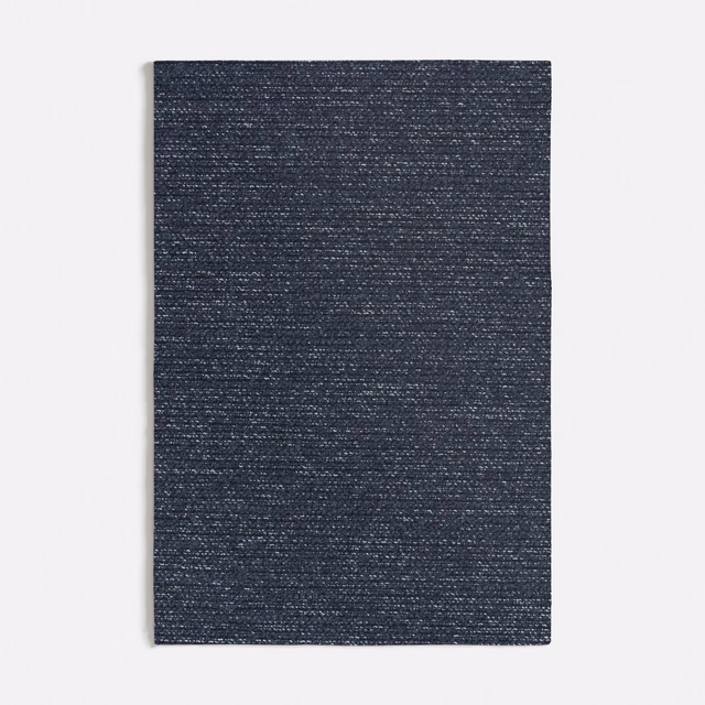 Deep blue-charcoal woven swatch with fine horizontal slub texture