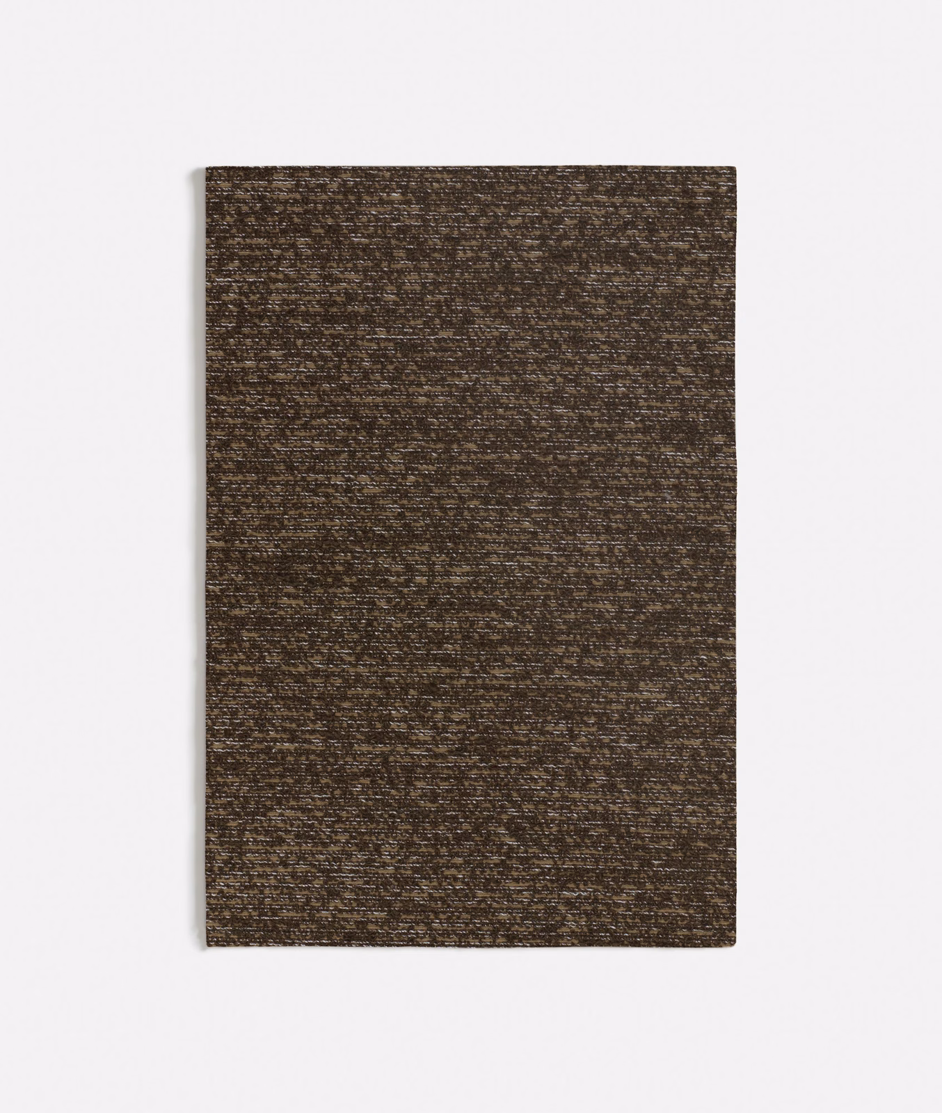 Deep brown woven swatch with mottled horizontal texture and subtle warm flecks
