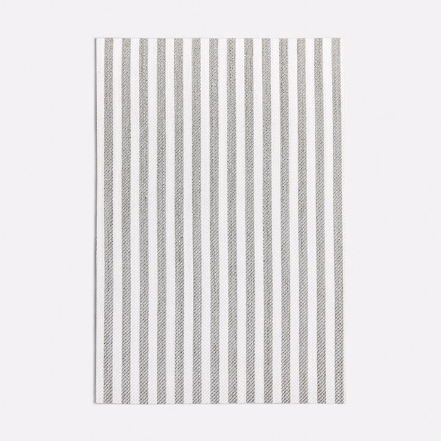 Cool grey and ivory narrow vertical striped fabric with a fine woven texture