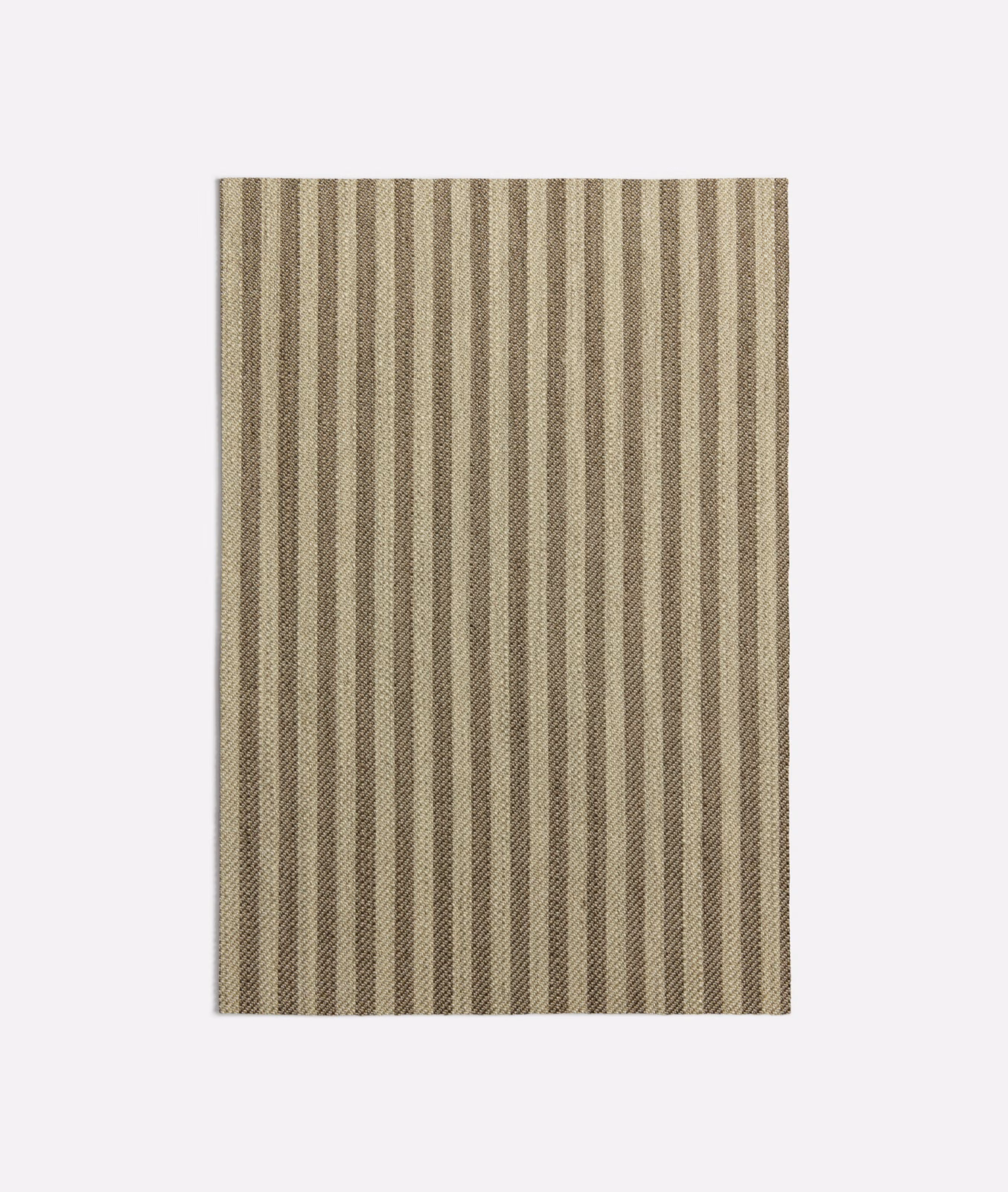 Muted taupe and olive vertical stripes with a subtly nubby woven surface