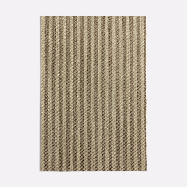 Muted taupe and olive vertical stripes with a subtly nubby woven surface