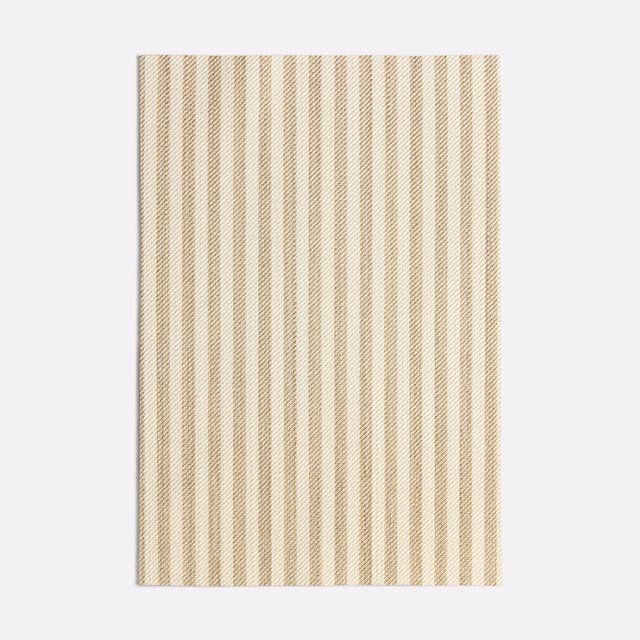 Warm ivory and beige vertical stripes with a softly textured woven surface