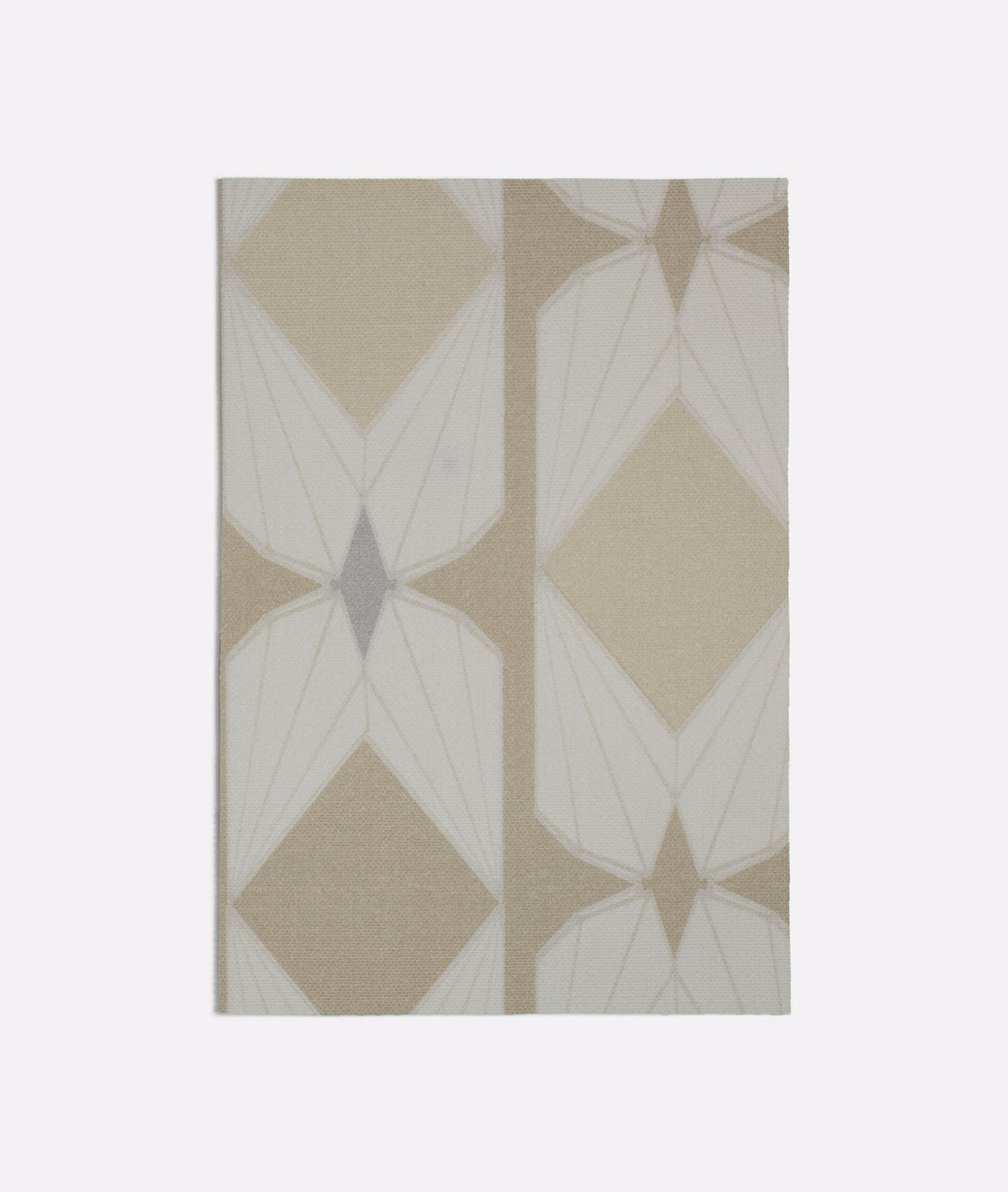 Yurta Beige fabric with warm beige ground and large ivory geometric petal motifs