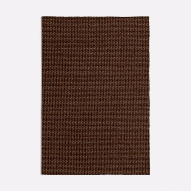 Close-up of dark chocolate-brown Zagora fabric with a compact woven grid