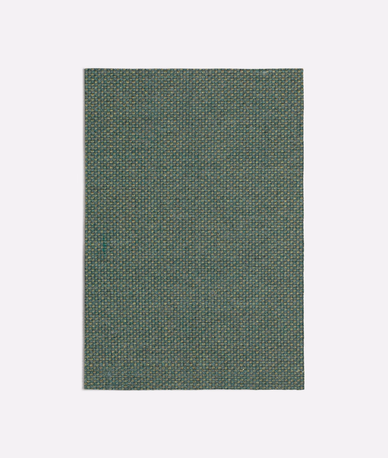 Muted emerald-green woven swatch with fine blue-grey and taupe flecks