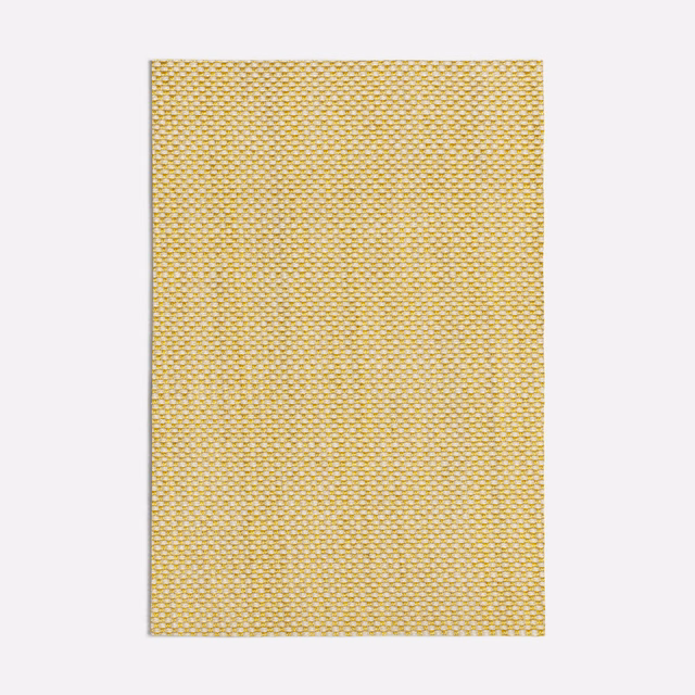 Lemon-yellow woven swatch with a tiny pale geometric lattice texture