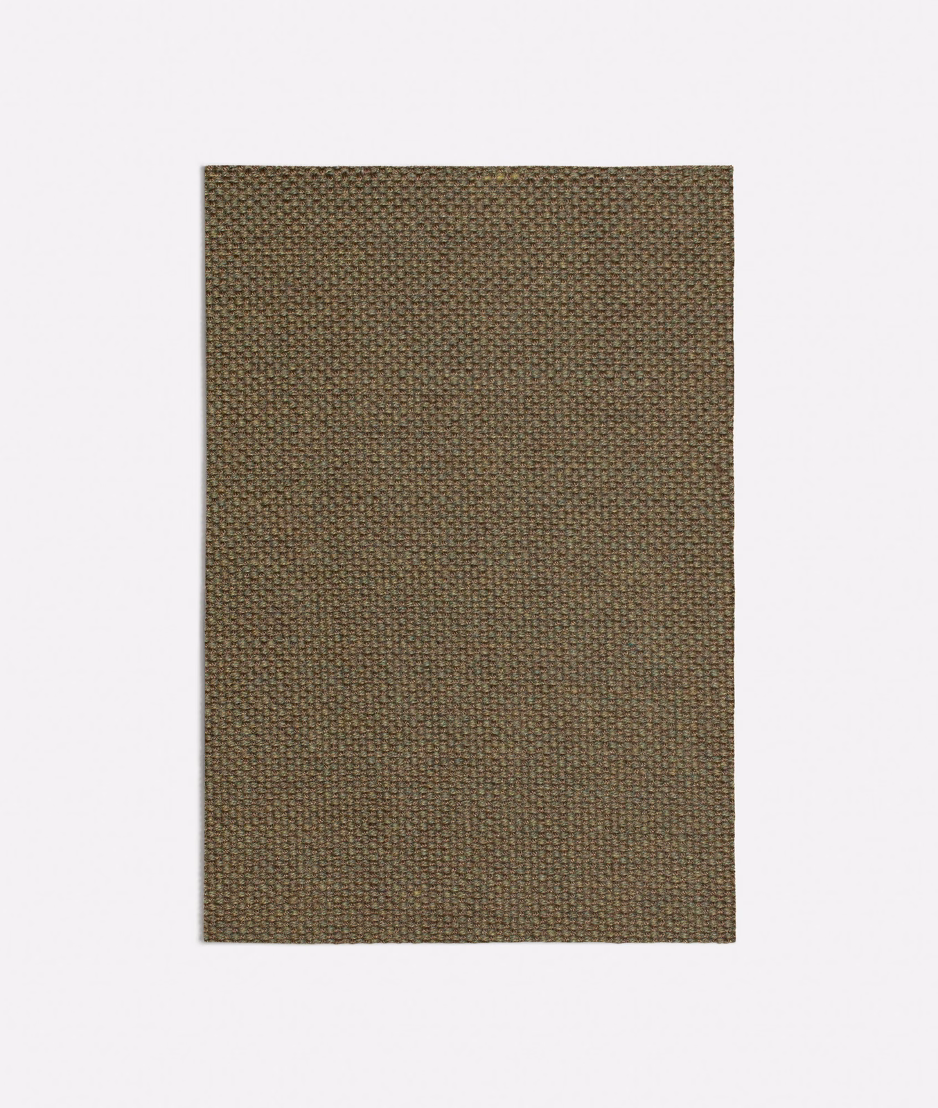 Muted moss-olive woven fabric with fine brown flecking and dense texture