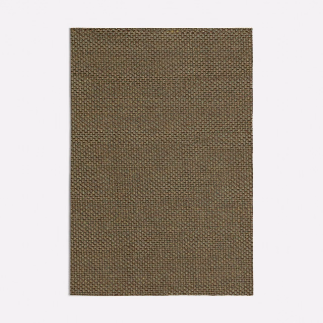 Muted moss-olive woven fabric with fine brown flecking and dense texture