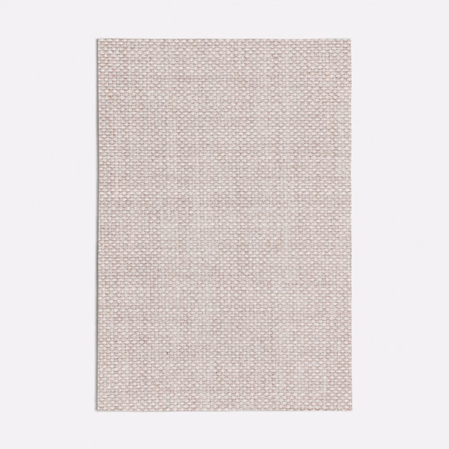 Pale blush pink fabric with a fine beige-toned woven grid texture