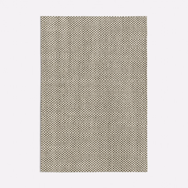 Warm taupe and charcoal micro-check weave with a softly textured surface
