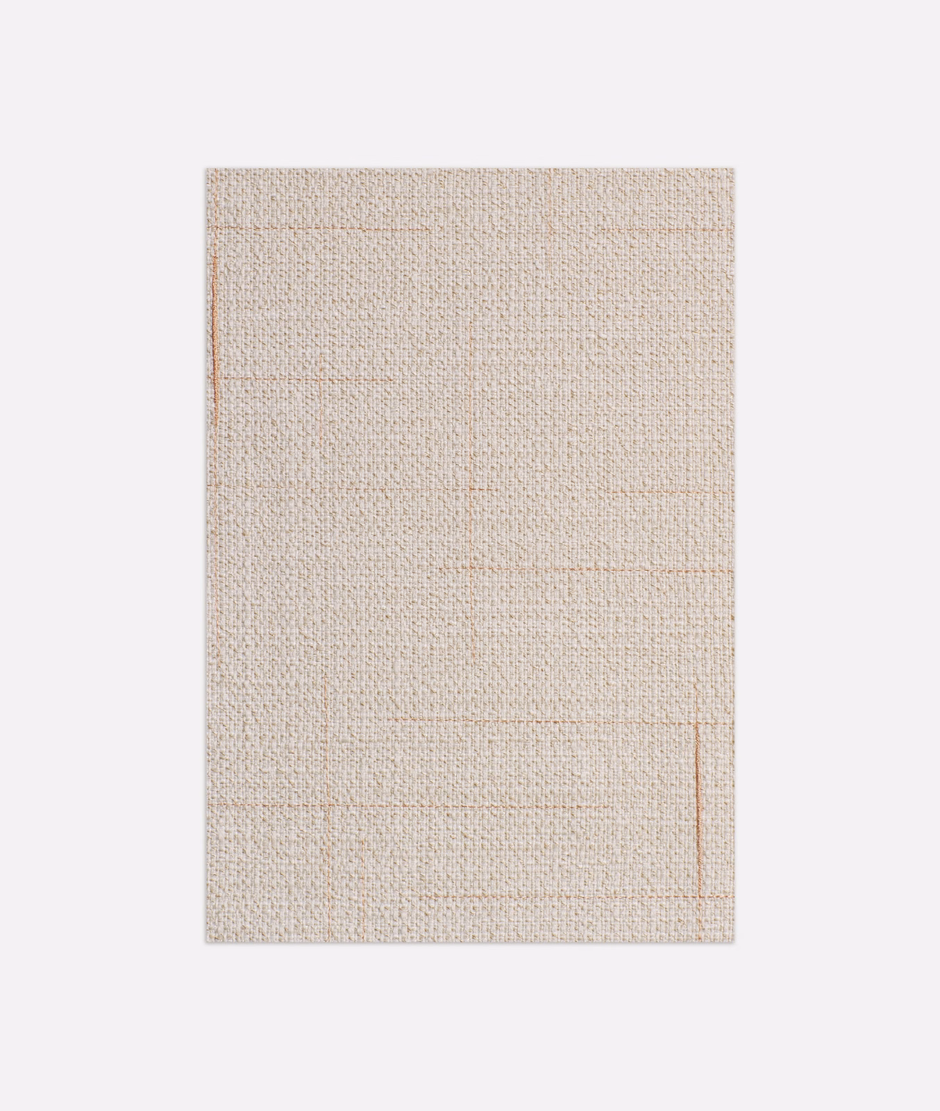 Pale nude beige woven fabric with a subtle rectangular grid and tactile texture